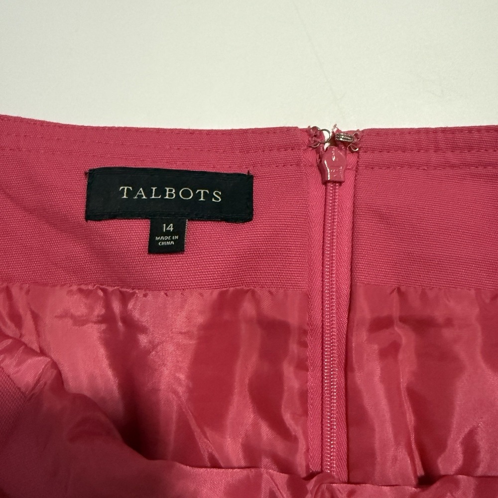 Talbots Pink A-Line Skirt Stretch Pockets Back Zip Lined Sz 14 - Picture 4 of 9